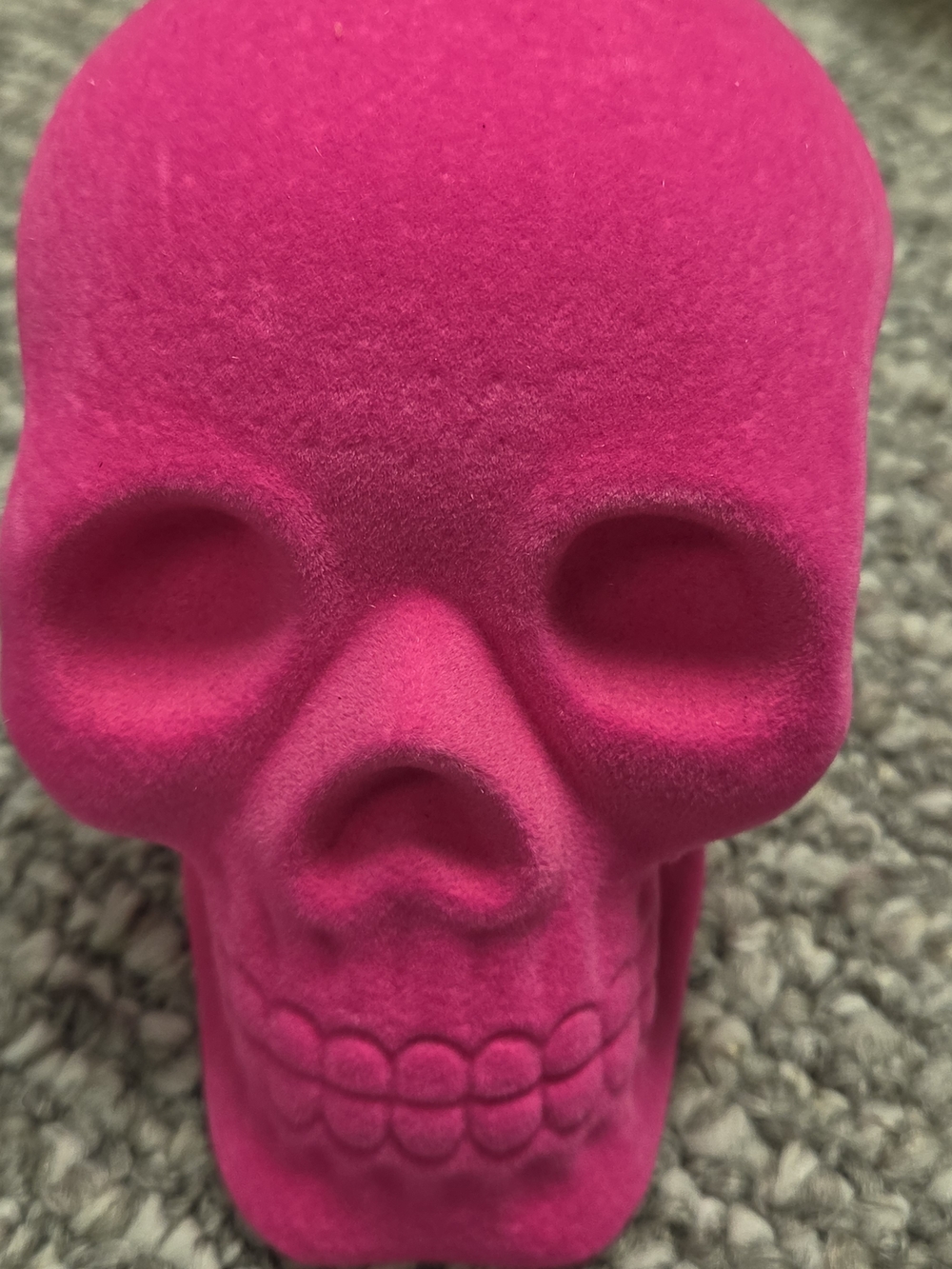 Bright Pink Velvet/ Flocked Skull Decor